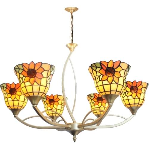 Modern country Tiffany glass chandelier green planting rattan Chandelier Lighting bar decoration lamps home balcony lights
