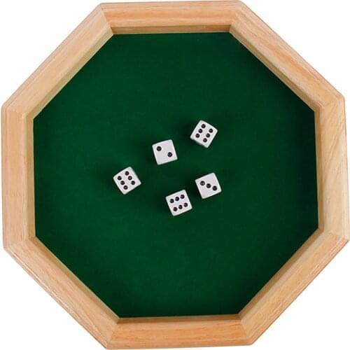 Octagonal Dice Tray Wooden Dice Storage Box Board Game RPG Dice Box Key Wallet Coin Tray Desktop Storage Box