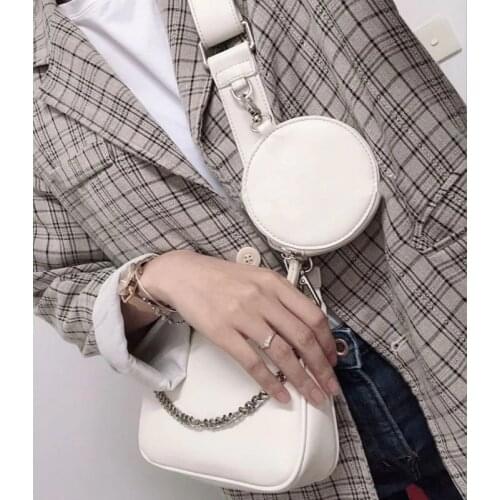 Fashion chains women shoulder bags designer handbags luxury pu leather crossbody messenger bag lady small baguettes purses 2 set