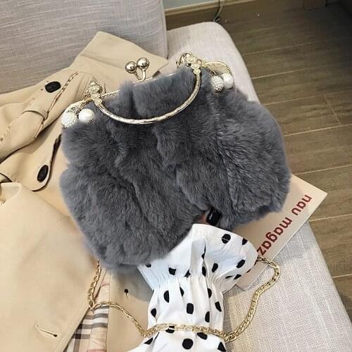 Fake rabbit fur womens shoulder bag luxury design female handbag lady Messenger bag shopper discount bags for women 2019 girl