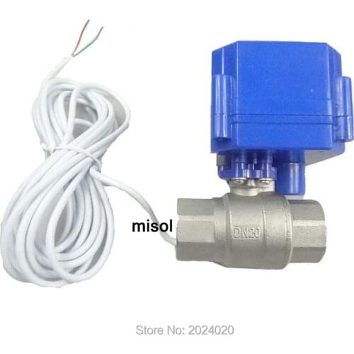 1 pcs motorized ball valve 3/4" NPT, DN20, 2 way 12VDC CR04, stainless steel electrical valve