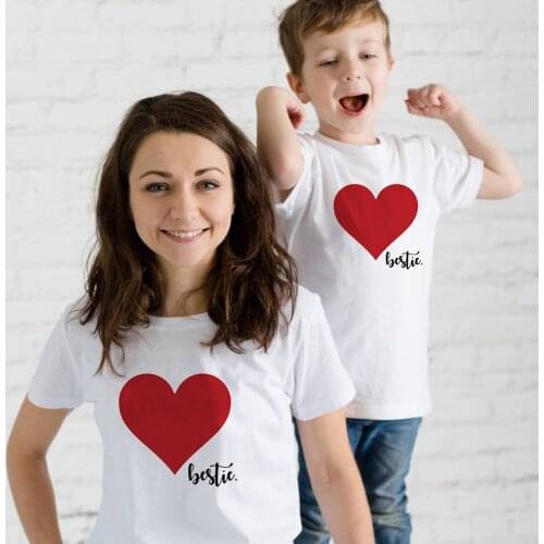 1pcsBesties Heart Family Matching Shirt Family Clothes Summer Short Sleeve Casual T Shirt Mother and Daughter Son Tee Shirt