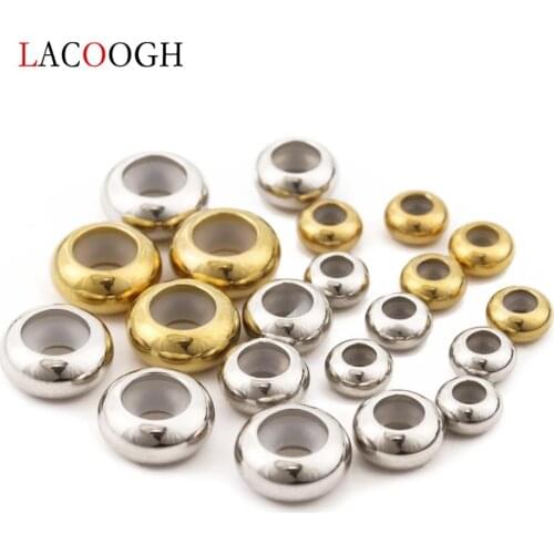 10pcs Stainless Steel Beads 6 8 10mm Stopper Spacer Beads with Silicone Rubber fit Slider Bracelet DIY Jewelry Making Findings