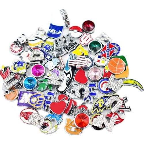 20PCS Alloy Slide Charms 8MM Enamel Animal Letter Charms Fit DIY Wristband Bracelet Necklace Keychain Jewelry