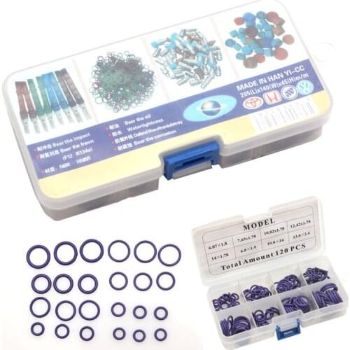 120Pcs HNBR Car Van Air Conditioning Rubber Washer O Ring Seal Assortment Set