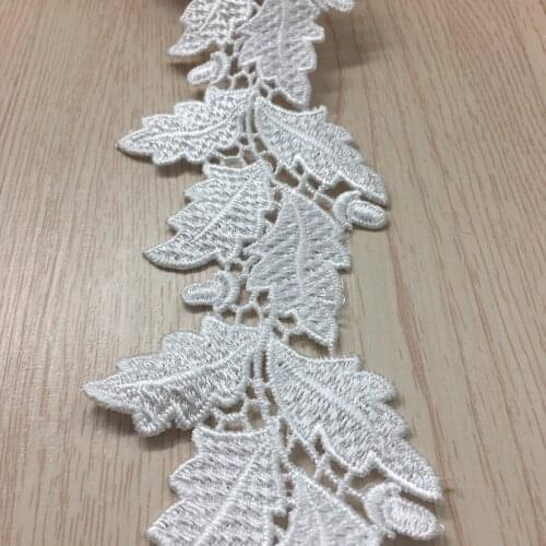 15yards White Leaves Wedding Bridal Embroidered Lace Edge Trim Ribbon Applique DIY Crafts Sewing Clothing Accessories 6.9m wide