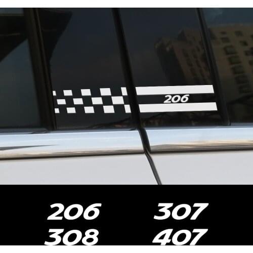 2PCS Car Styling Window B Pillars Stickers For Peugeot 307 206 308 407 207 3008 208 508 2008 301 408 107 3008 5008 Accessories