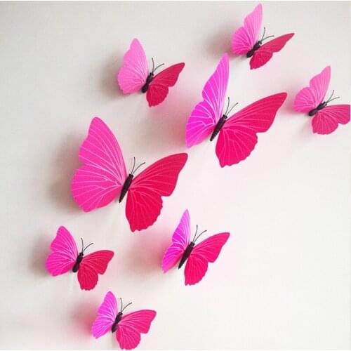 12Pcs/set DIY 3D Butterfly Wall Stickers Beautiful Art Design PVC Wall Decor For TV Wall Kids Bedroom Wall Home Decoration