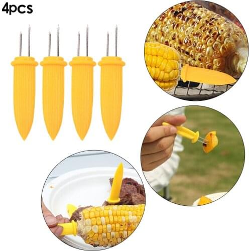 4pcs Safe Corn on the Cob Holders Skewers Needle Prongs For BBQ Barbecue Garden Hand Tools Fork