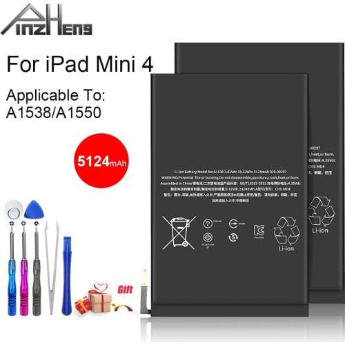 PINZHENG 5124mAh Tablet Battery For iPad Mini 4 Mini4 A1538 A1546 A1550 Replacement Batterie High Capacity Bateria + Free Tools