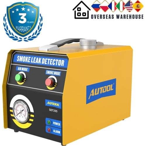 AUTOOL SDT205 12V Car Smoke Leak Detector Pipe EVAP Smoke Machine Automotive Vacuum Diagnostic Leak Detection Tester Air mode