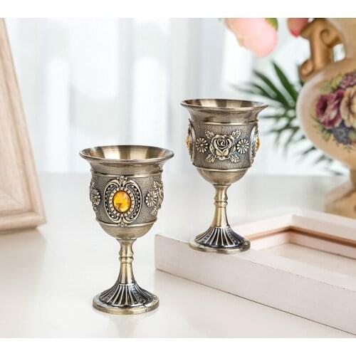 White Wine Shooter Glass European-Style Creative Home High Base Cup Home Gift Decorations Alloy High Base White Wine Glass