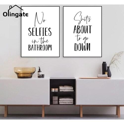 Black White Bathroom Quote Wall Art Toilet Canvas Painting Nordic Posters and Prints Wall Pictures for Wash Room Decoration