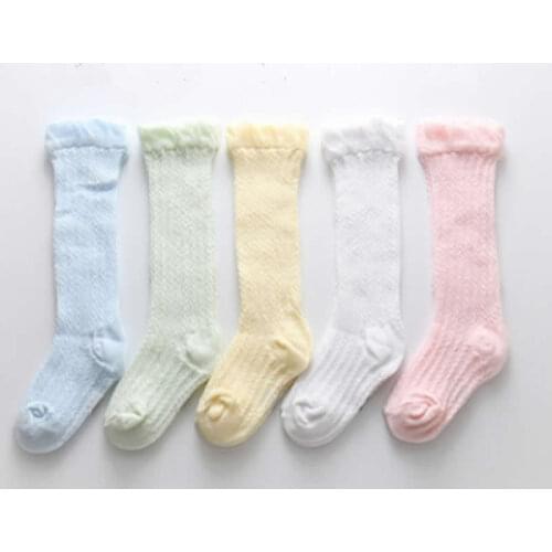 Toddlers Baby Girls Boys Knee High Socks Leg Warmers Solid Cotton Good Air Permeability Sock for Newborns Infantile 0-3year