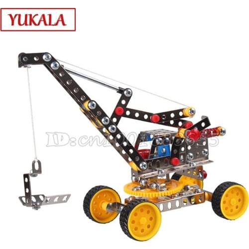DIY Hot childrens educational toys 816B-128 fun Metal building blocks assembled crane assembly model Improve ability kids gift