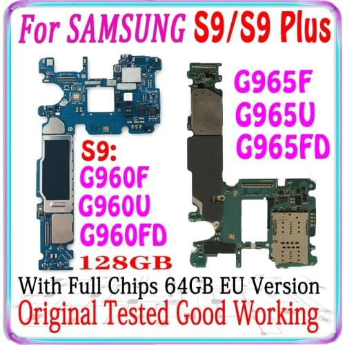 64GB 128GB Original For Samsung Galaxy S9 Plus G965F G965FD G9650 S9 G960F G960FD G960U G9600 motherboard Logic Board Android OS