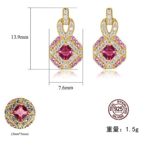 HOT Sell S925 Sterling Silver Crystal zircon ruby sapphire EARRING womens Korean temperament Zircon Earrings