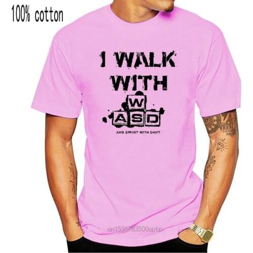 I WALK WITH WASD And Sprint With Shift T Shirt For Man BONADIAO Camiseta Games Funny Joke T shirt