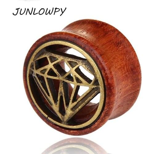Junlowpy Hot selling wood flesh ear tunnel stretcher plugs piercing expander body jewelry 8-20mm ear tunnels plug wooden jewelry