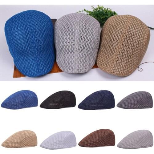 Summer Casual Beret Hat Unisex Mesh Flat Caps Newsboy Style adjustablr Fashion Breathable Summer Hat for Women Men Caps