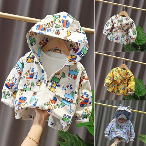 Cute Kids Clothes Boys Jackets Children Hooded Zipper Windbreaker Baby Fashion Print Coat Infant Waterproof Hoodies For Girls