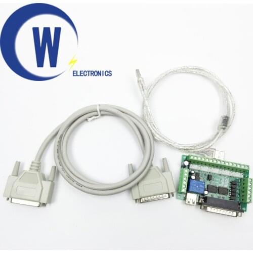 Mach3 Upgraded 5 Axis CNC Interface Adapter Breakout Board+USB Cable+DB25 parallel cable