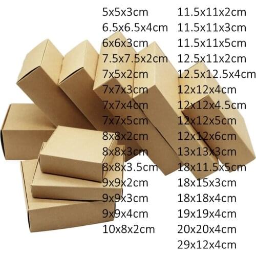50Pcs Multi Size Kraft Paper Gift Box packaging With Clear PVC Window Candy Favors Arts&Krafts Display Kraft Boxes