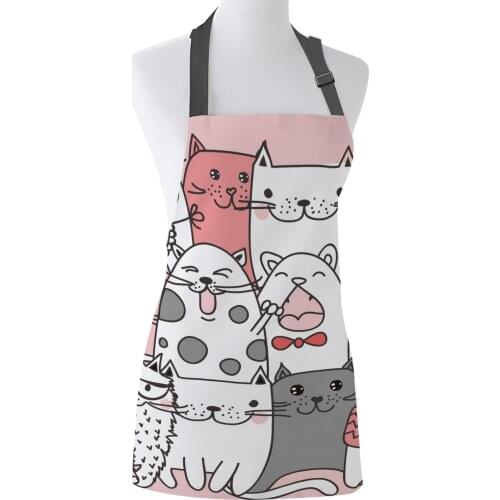 Cartoon Animal Cute Cats Kawaii Apron Adult Kids Bibs Home Cooking Baking Restaurant Kichen Aprons for Woman Cleaning Apron