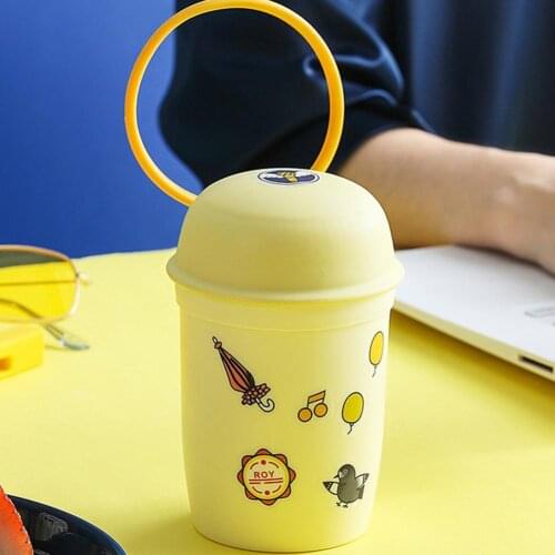 Reusable 1 Set Lovely Children Breakfast Milk Mug Heatable Kids Bottle with Spoon for Travel