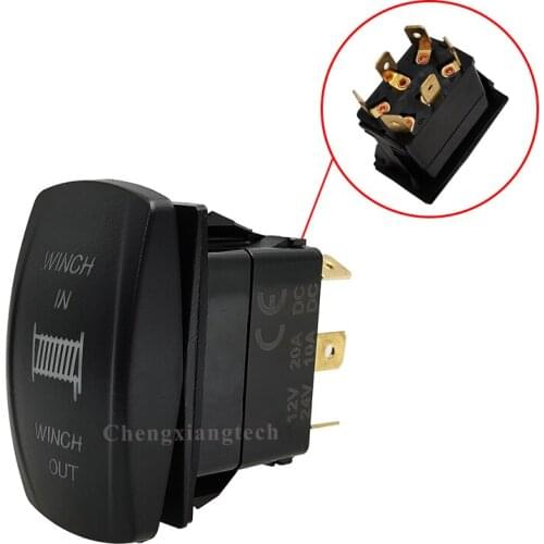 DC Momentary Motor Polarity Reverse Reversing Rocker Switch - Winch In Winch Out- 12v 20A Car Boat DPDT Toggle Switch Blue Led