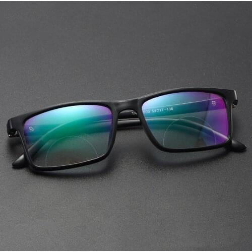 Men Women Bifocal Reading Glasses Anti-blue Light Far Near Magnification Presbyopic Glasses Square Full Frame Diopter