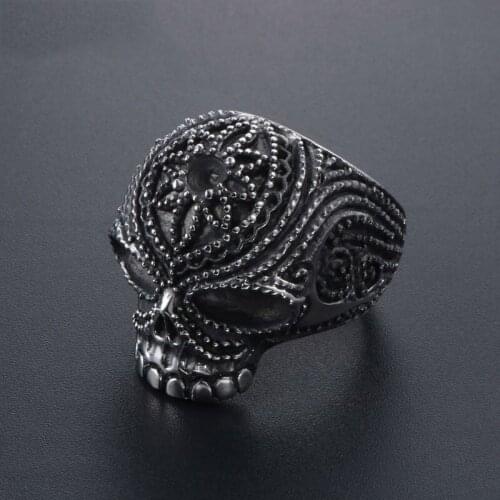 Skull rings men stainless steel wholesale jewelry for men gothic men ring 2021 anniversares Retro ring male Accessories punk big