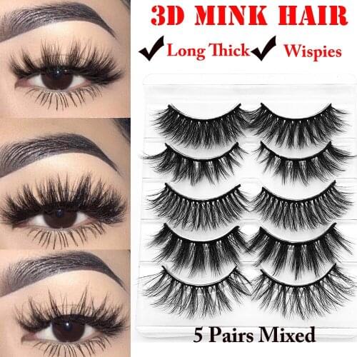 Handmade Soft Black Thick Eye lash 5 Pairs/set 3D Natural Cross False Eyelashes Extension Fake Eyelashes Beauty Makeup Tools