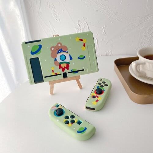 Planet Space Rocket Cute Bear Soft TPU Full Cover Switch Protective Case For Nintendo Switch