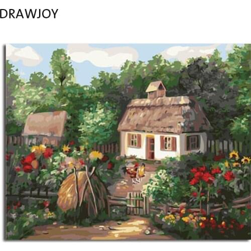DRAWJOY Landscape Framed DIY Painting By Numbers Wall Art Acrylic Oil Canvas Paintings Home Decor For Living Room Wall