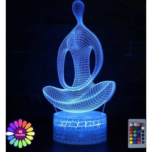 Acrylic Table Lamp 3D Yoga Figure For Home Room Bedroom Decor Touch Remote Control Colored LED Light Holiday Gift Night Light
