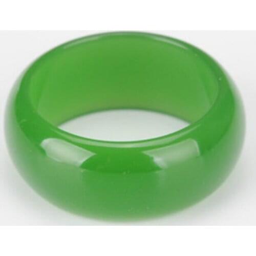 Natural Green Hetian Jade Ring Chinese Jadeite Amulet Fashion Charm Jewelry Hand Carved Crafts Gifts for Women Men