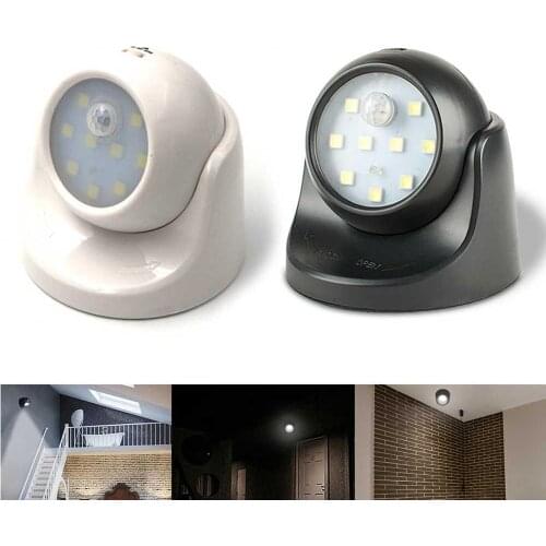 9 Led PIR Motion Sensor Night Auto Induction Ceiling Lamp 360 Rotation Wireless Detector Light Wall Lamp for Stairs Outside Home