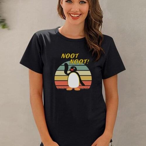 Noot Noot Pingu Motherf***ers Print Anime Women Kawaii Cartoon T Shirt Summer White Black Short Sleeve Fashion Casual Tee