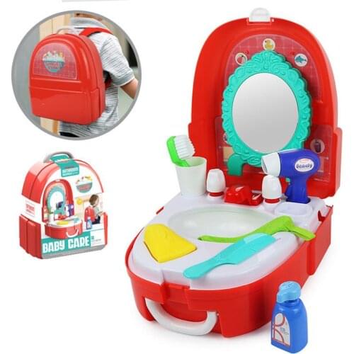 New Childrens Simulation Jewelry Dressing Table Toothbrush Tool Set Kitchen Tableware Play House Backpack Box Toys For Kids Toy