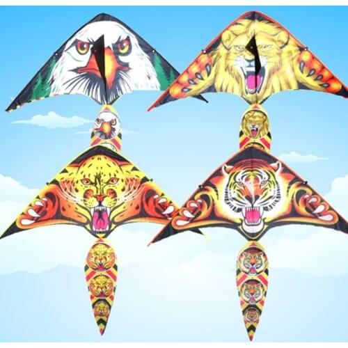 New Colorful Tiger/Lion Hard-winged Kite Nylon Outdoor Kites Flying Toys For Children Stunt Kite Surf With Control Bar And Line