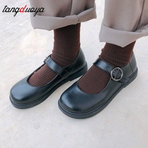 Lolita shoes women Japanese School Students Uniform Shoes Uwabaki JK Round Toe Buckle Trap Women Girls Lolita Cosplay JK Shoes