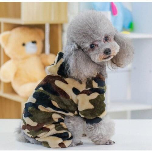 Dog Clothes Winter Warm Fleece Jacket Hooded Camouflage Clothing Costumes For Small Medium Dogs Cats S-2XL
