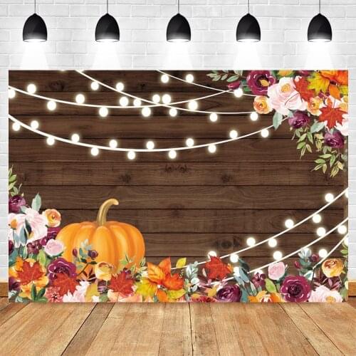 Yeele Autumn Backdrop Maple Leaf Pink Flower Lamp Pumpkin Board Background Baby Photographic Photography Photo Studio Photophone
