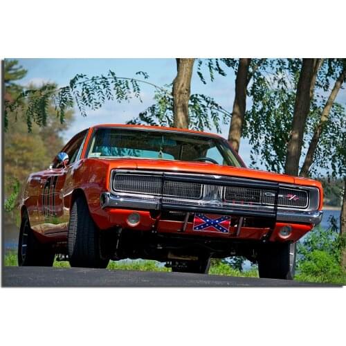 Dodge Charger General Lee Poster Wall Art Vehicle Picture Canvas Prints Paintings for Living Room Decor