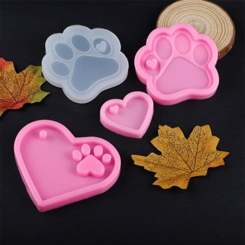Cat Bear Paw Dog Bone Tag Pendants Silicone Mold Heart MP3 Keychain Epoxy Resin Molds For DIY Jewelry Handmade Craft Making Tool