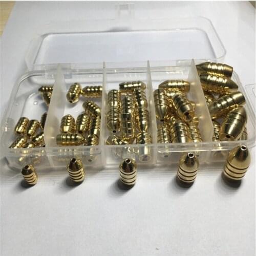 Durable Threaded Copper Bullet Fishing Sinker Kit Fishing Weights Soft Lure Accessory Box Outdoor Fishing Accessories