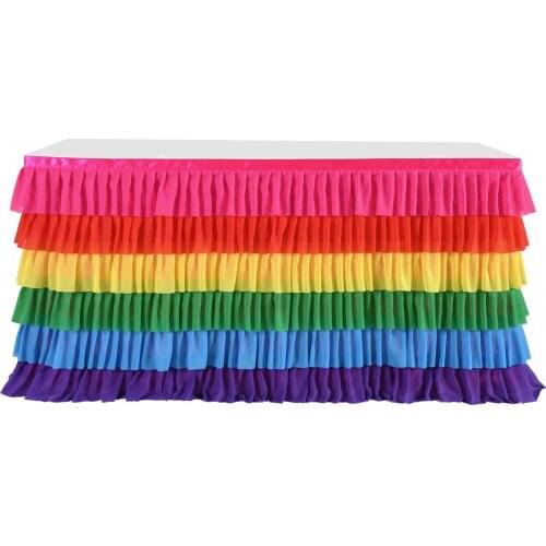 Rainbow Chiffon Table Skirt Birthday Wedding Party Decoration Tablecloth Round Table Long Table Dessert Table Tablecloth Decor