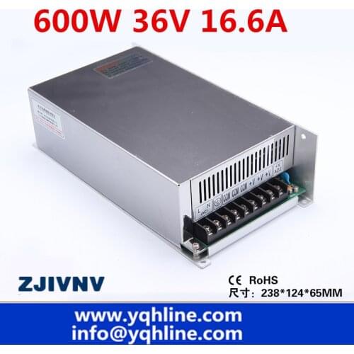 S-600-36 CE approved high quality SMPS Led switching power supply 36V 16.6A 600W 110/220Vac to dc 36v made in China