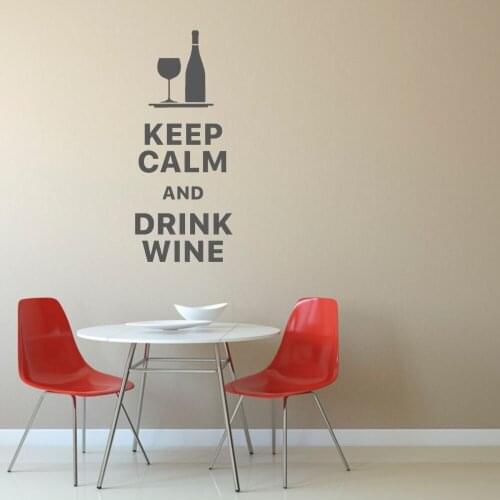 Keep Calm And Drink Wine Sillhoutte Resto-bar Wall Art Decoration Removable A001227